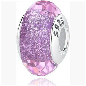 Sterling Silver Murano Glass Flower Bead Charm for Bracelet & Necklace